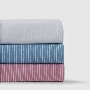 

Japan Cotton Blanket Quilt 3 Layer Gauze Summer Towel Quilt Comforter Soft Stripe Bedspread Bed Cover Coverlet Grey Blue Bedding
