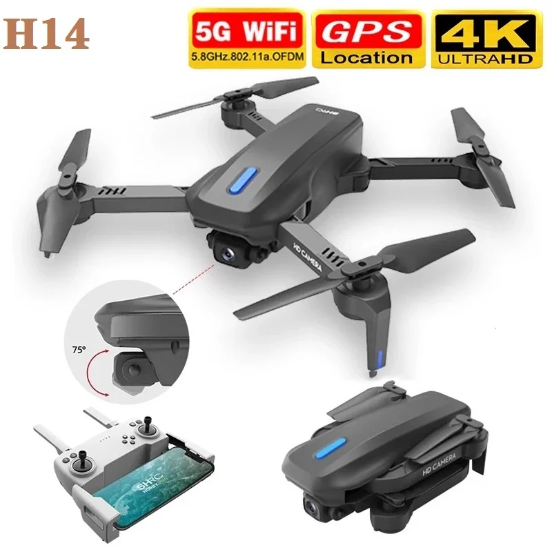 2021 New H14 Drone 4K HD Dual-lens GPS WIFI FPV Professional Camera Height Maintaining Real-time Rc quadcopter Toys drone | Игрушки и