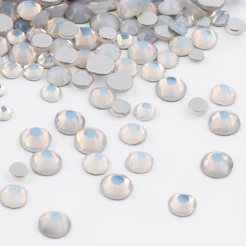 

White Opal Glass 3D Nail Art Non Hotfix Crystal Rhinestones For Nails Art Decoration Glue On Glass Diamonds Wedding Dresses 1008