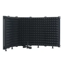 Protector de aislamiento de micrófono plegable profesional, 5 paneles, pantalla de viento para estudio de grabación, esponja absorbente de alta densidad plegable