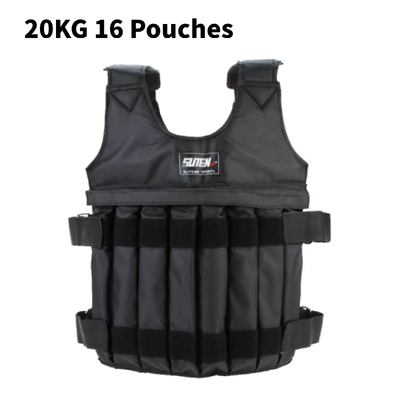 20KG SUTEN 20/50 кг Регулируемый Фитнес Утяжеленным весом тренировки Фитнес куртка тренажерный зал бокс жилет Фитнес оборудование - Цвет: 20KG