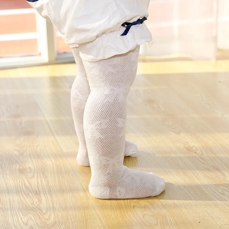 

2019 Spring And Summer Thin BABY'S Non-slip Socks Mesh Hollow out Bow CHILDREN'S Leggings Breathable Baby Girls Panty-hose