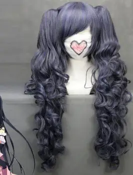 

Hot GRAY Butler Ciel Phantomhive 70cm Long Anime Cosplay wig & 2 Curly Ponytail AAAAAAAA Free shipping