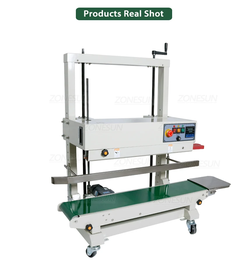 ZONESUN ZS-FR1100 Vertical Continuous Band Food Pouch Plastic Bag Heat Packing Sealing Machine