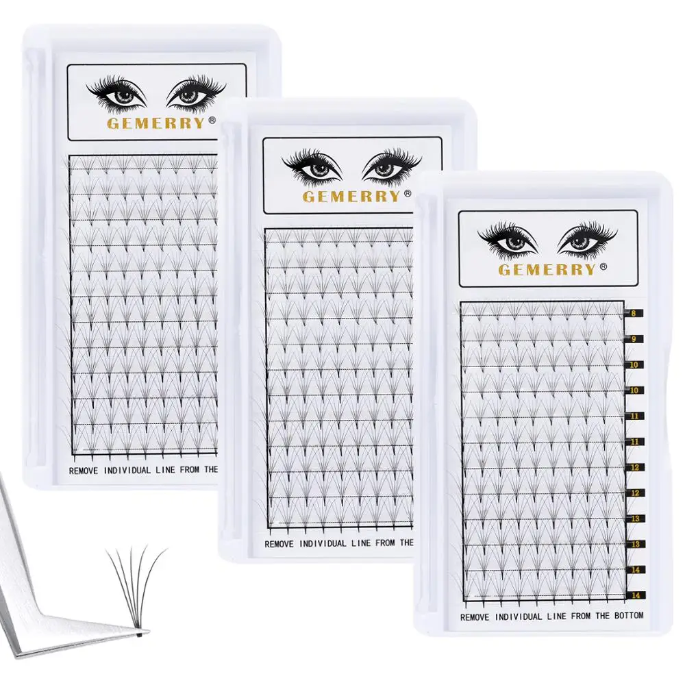 

GEMERRY 5D 10D 14D Premade Fan Volume Fans Volume Eyelash Extensions 8-14mm Premade Lashes Extension Faux Mink Middle Glue