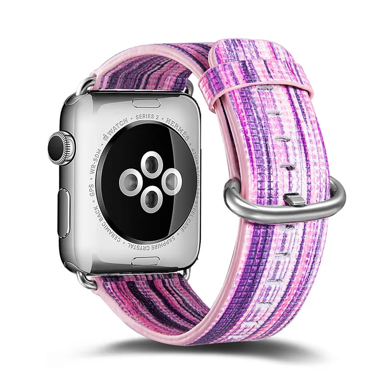 F Кожаный ремешок для наручных часов Apple Watch 4 ремешок 42 мм/44 мм Принт с цветком correa наручных часов iwatch серии 4/3/2/1 40 мм/38 мм браслет на запястье ремень - Цвет ремешка: F