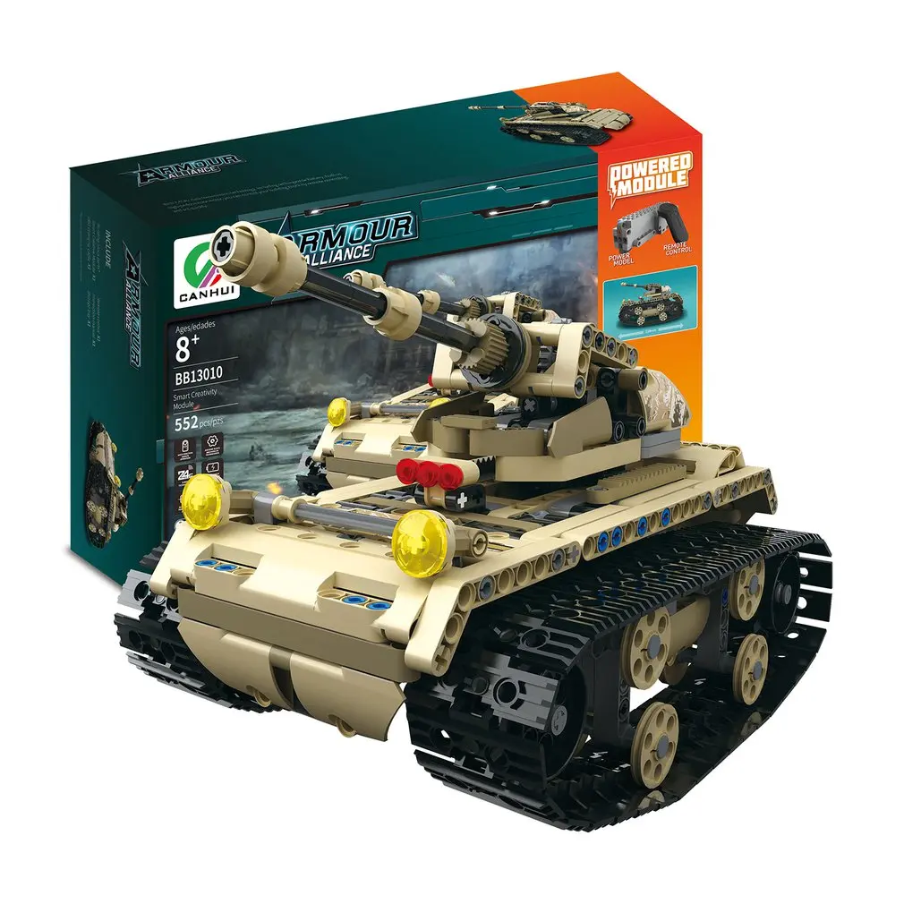 

MoFun-13010/13011 2.4G 4H USB Charging Building Block Simulated Heavy Track Tank 497pcs DIY Electric RC Tank Model For Children