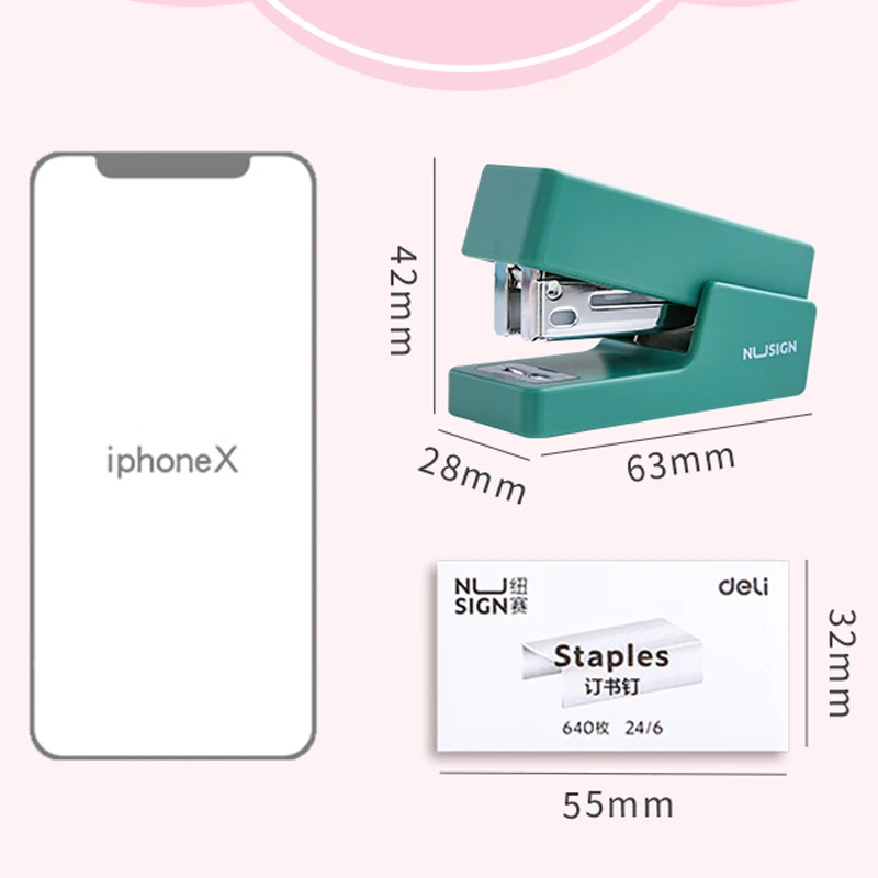 Deli Mini Stapler Machine With Staples 24/6 26/6 Samll Fashion Paper Stapler For Stationery Office Accessories School Supplies mini stapler set,hand stapler,office supplies