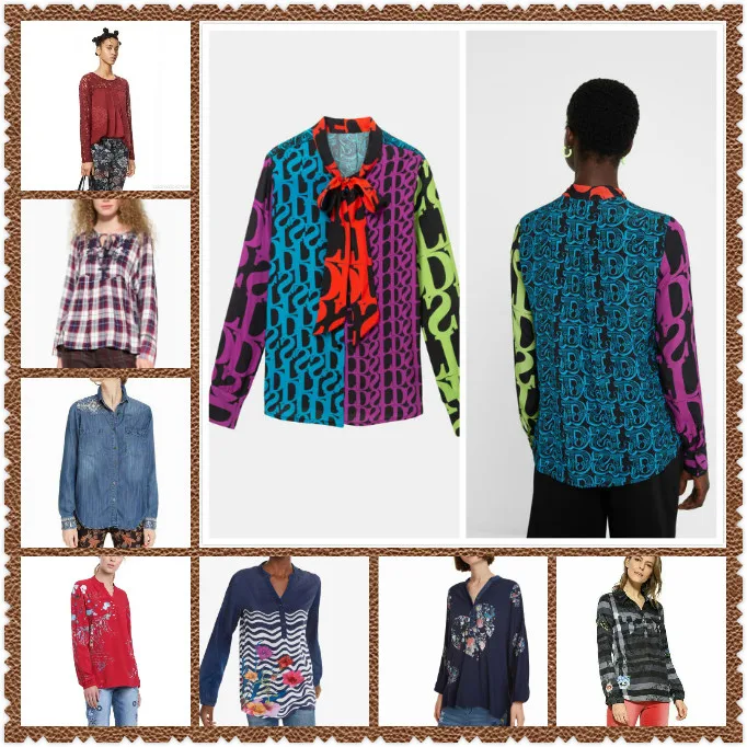 

Spanish DEG embroidered chiffon shirt with lace hollow sleeves XS-XXL