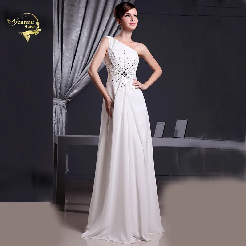 

Robe De Soiree White One Shoulder Evening Formal Dresses 2019 Elegant Long Party Prom Dresses Abiti Da Cerimonia Da Sera T1U8 55