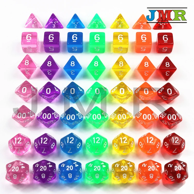 Высшее качество 7 шт./компл. Прозрачные Цифровые многогранные цветные кости набор