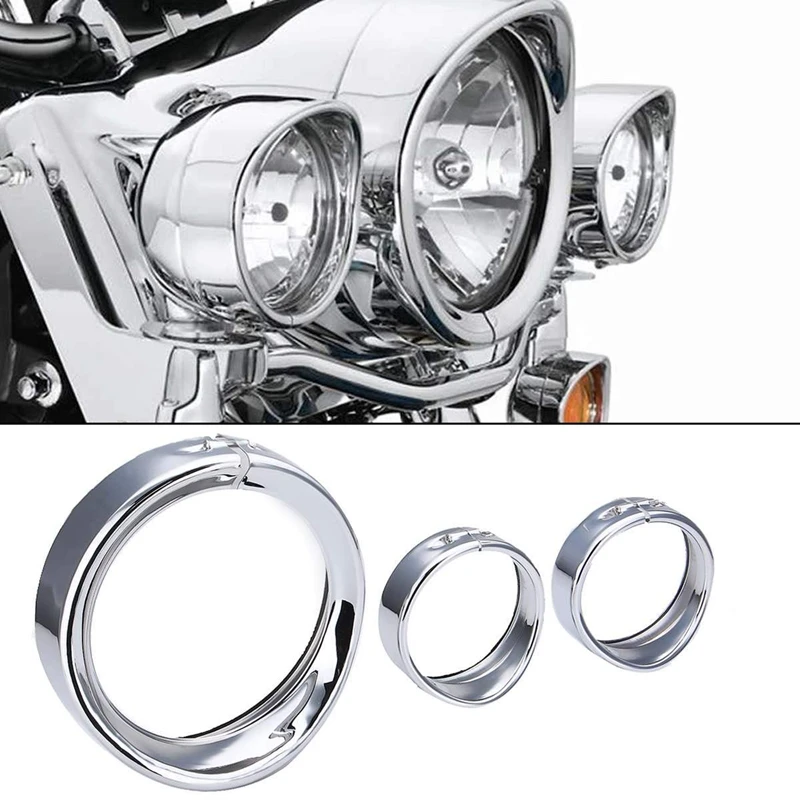 

Motorcycle 7 Inch + 4.5 Inch Headlight Trim Ring Visor Style for Touring Road King Electra Glide Softail Fld/Flh Motorcycle Ac