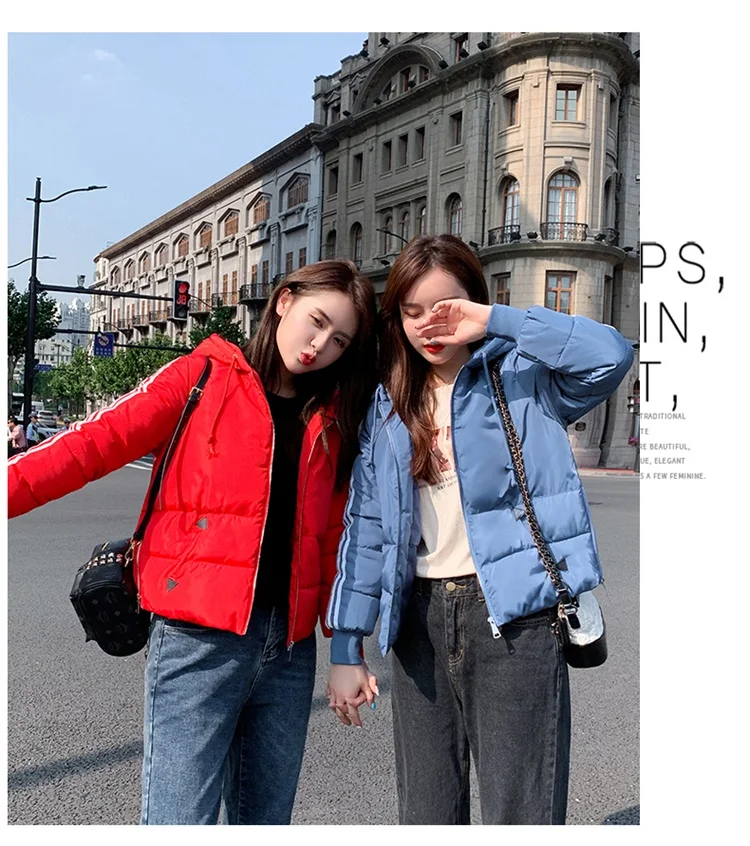 Two bars ladies fashion coat winter jacket women outerwear short wadded jacket female padded parka women's overcoat