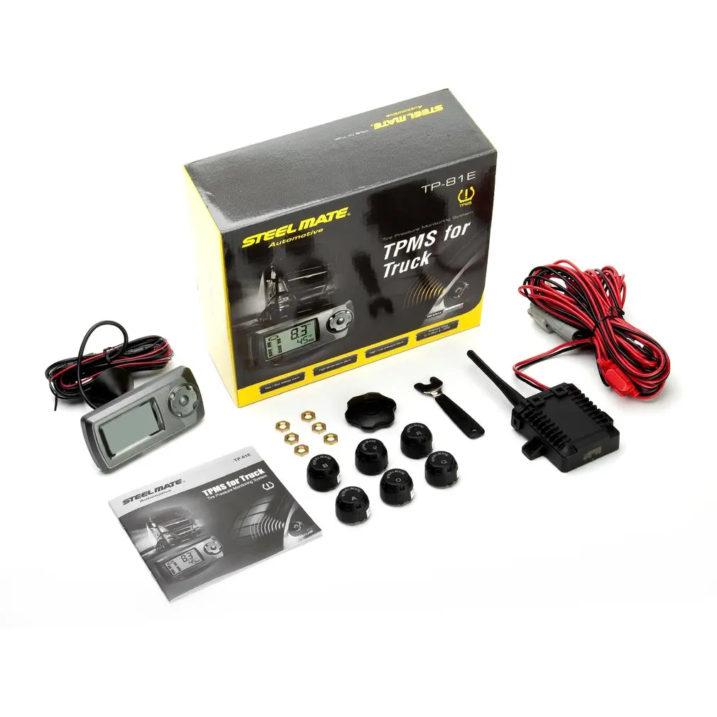 NewSTEEL MATE TP-81E 12~ 24V Грузовик система контроля давления в шинах внешний клапан-крышка Сенсор шин Давление монитор Системы с утечки Предупреждение