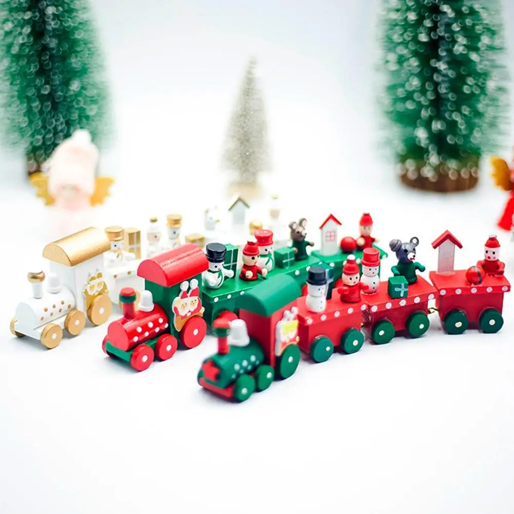 PATIMATE Christmas Wooden Train Merry Christmas Decorations For Home Christmas Ornaments Xmas Navidad Gift New Year