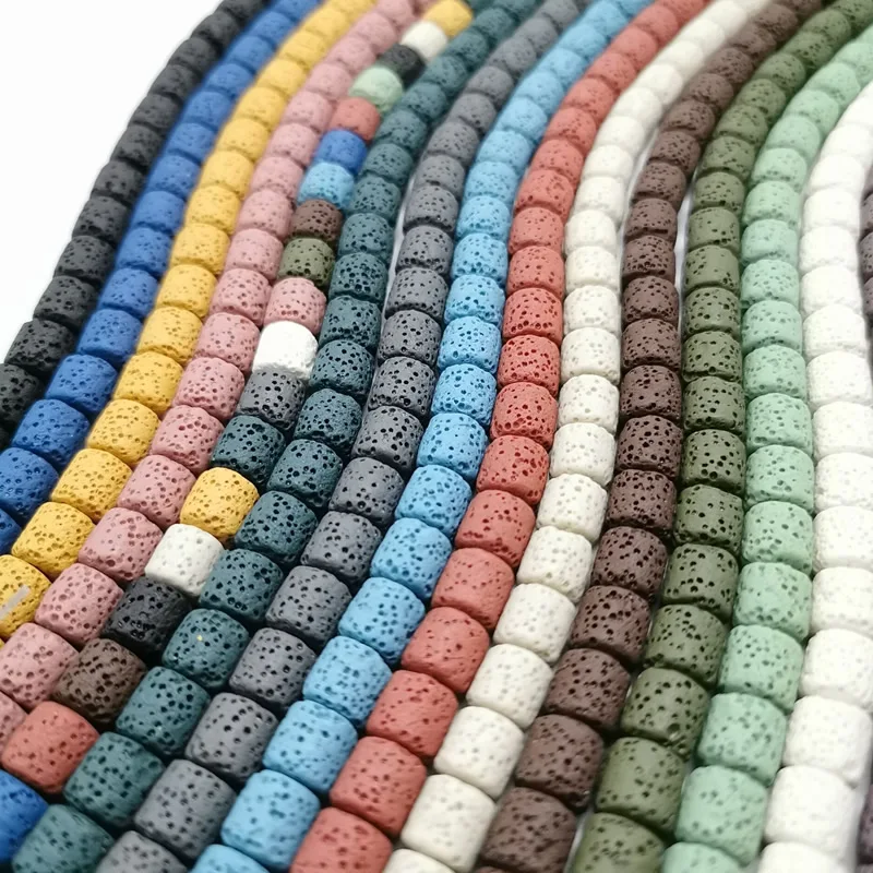 

10X12/8X15mmColor Volcanic Lava Stone Round Tube Spacer Beads Loose Beads Charms Rock Beads DIY for Jewelry Earrings Making
