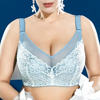 

New Style Large Bust Significantly Smaller Bra Thin Full Cup Bra Push up Comfortable Breast Hugging Lace ghij
