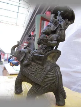 

9 Tibet Bronze Carved Hindustan Elephant Zun plutus God of wealth Buddha Statue SD 506