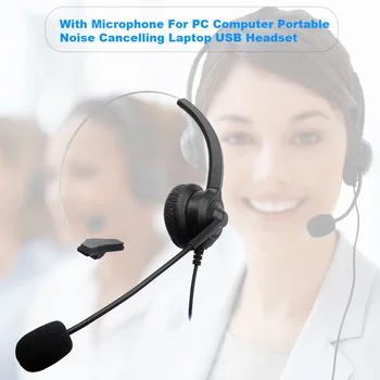 

For PC Computer With Microphone Noise Cancelling Wired USB Headset Mute Function Gaming Over Ear Volume Control Portable Laptop