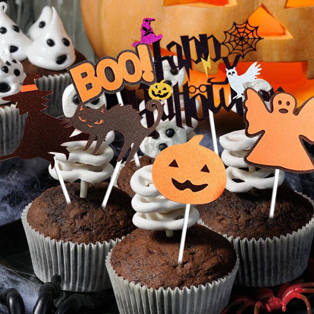 Halloween Cake Topper Creativo Fantasma Strega Zucca Cake Decor Dolcetto O Scherzetto Divertente Cottura Cake Toppers Bomboniere Di Halloween