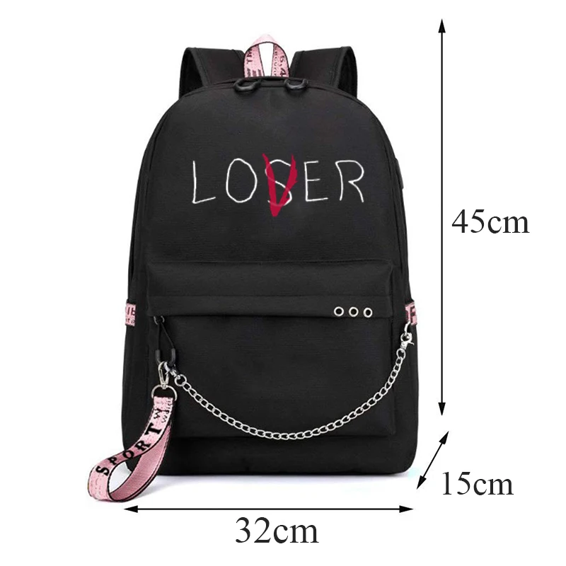 Большие Школьные сумки Lover Loser для девочек подростков usb рюкзак зарядки женская