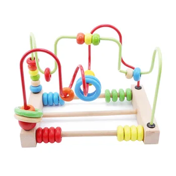 

Baby Kids Early Abacus Learning Toys Kids Puzzle Beech 2-lines Around Beads For Children Early Education Intelligence Toys Gifts