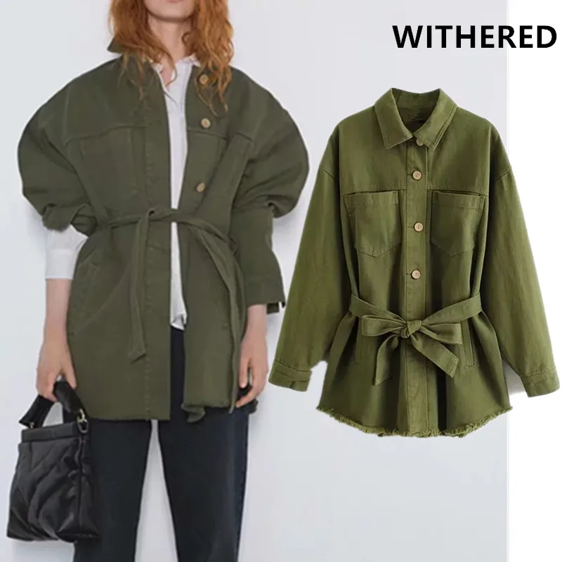 Very best  Withered autumn england vintage army sashes pockets cargo jacket casaco feminino jaqueta feminina f