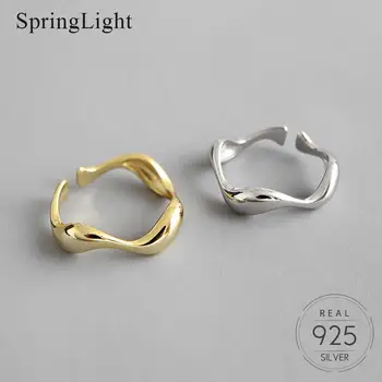 

Springlight Hammered Irregular Wave Opening Ring Real 925 Sterling Silver Unique Handmade Designer Fine Jewelry Rings for Women