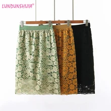 LUNDUNSHIJIA женские элегантные кружевные юбки с высокой талией с цветочным узором летние сексуальные модные женские юбки