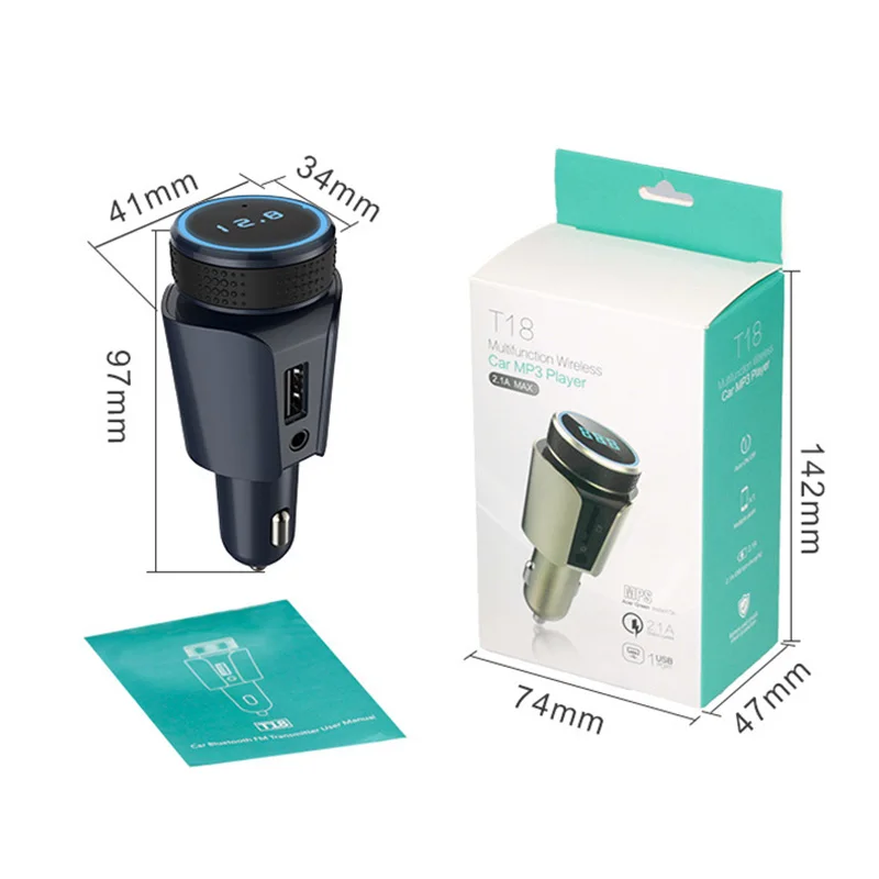 T18 Автомобильный Bluetooth MP3 плеер FM передатчик голосовая навигация Смарт зарядное устройство автозапчасти XC-123