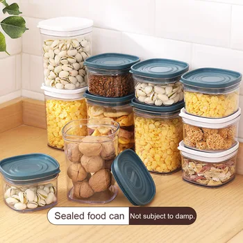

Plastic Food Storage Jar Tansparent Sealed Coffee Beans Tea Cereal Food Preservation Container Box TN99