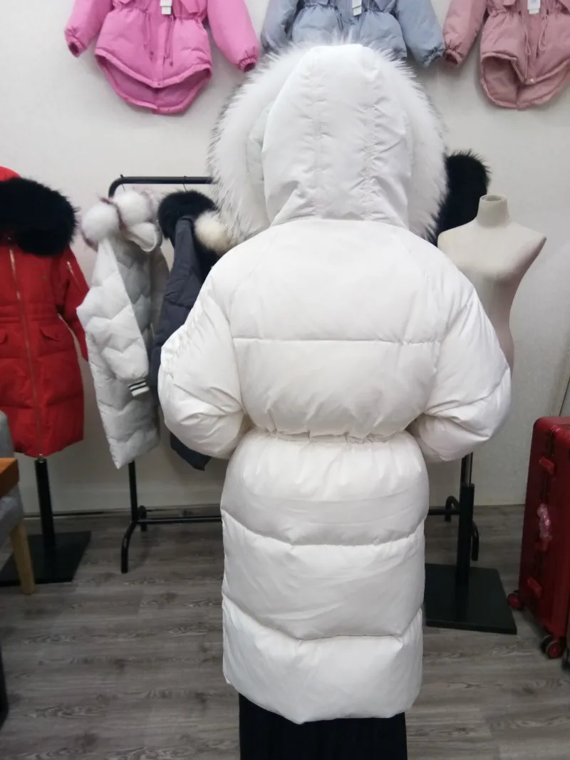 Женский пуховик Dongdaemun в Корейском стиле средней длины с большим меховым воротником и завязками на талии, большой размер
