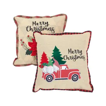 

Car Seat Supports Pillow Covers Christmas Decor Red Truck Christmas Tree Throw Pillows Covers Automobile Interior Accessories 2