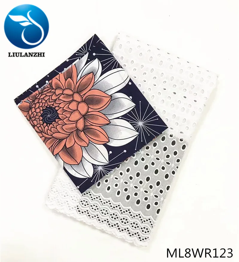 BEAUTIFICAL нигерийская кружевная ткань принты Анкара хлопок 3 ярдов+ 2,5 ярдов сухая кружевная вуаль Африканская Хлопковая кружевная ткань ML8WR117-135