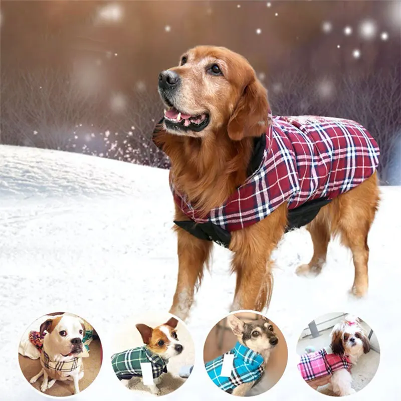 Уютный водонепроницаемый ветрозащитный двусторонний клетчатый жилет для собак в британском стиле зимние пальто теплый костюм для собак для холодной погоды куртки для собак XS-3XL