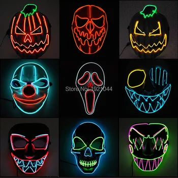 

Hot Sales Halloween Party LED Mask Glowing Scary Mask Light Glow in dark Mask Halloween Cosplay Ghost Decoration Halloween Toys