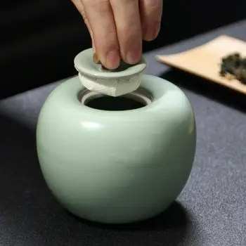 

1PC Ceramic Portable Tea Jar Apple Simutlated Tea Canister Sealing Tea Holder Storage Container for Restaurant Home Decor Travel