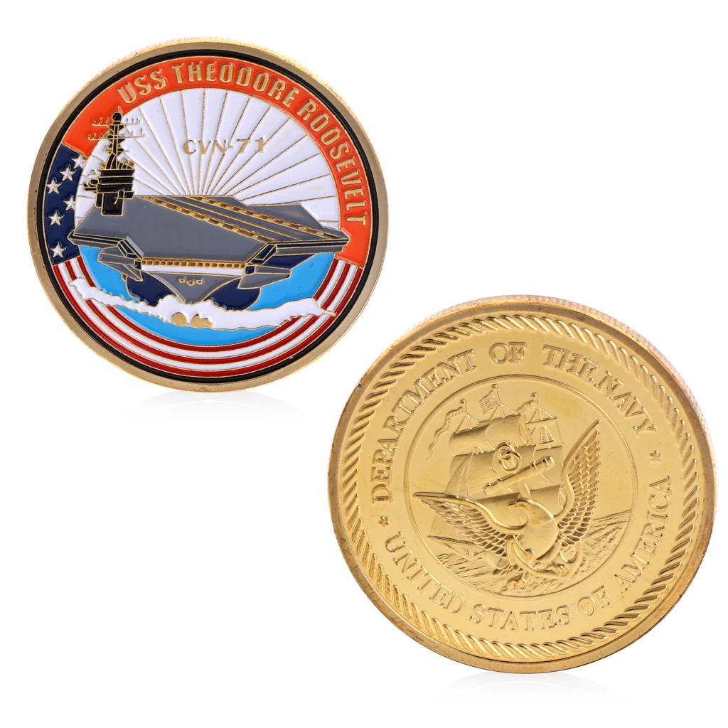 

Commemorative Coin Collection Artwork Plating Golden Navy CVN71 Non-currency Coins