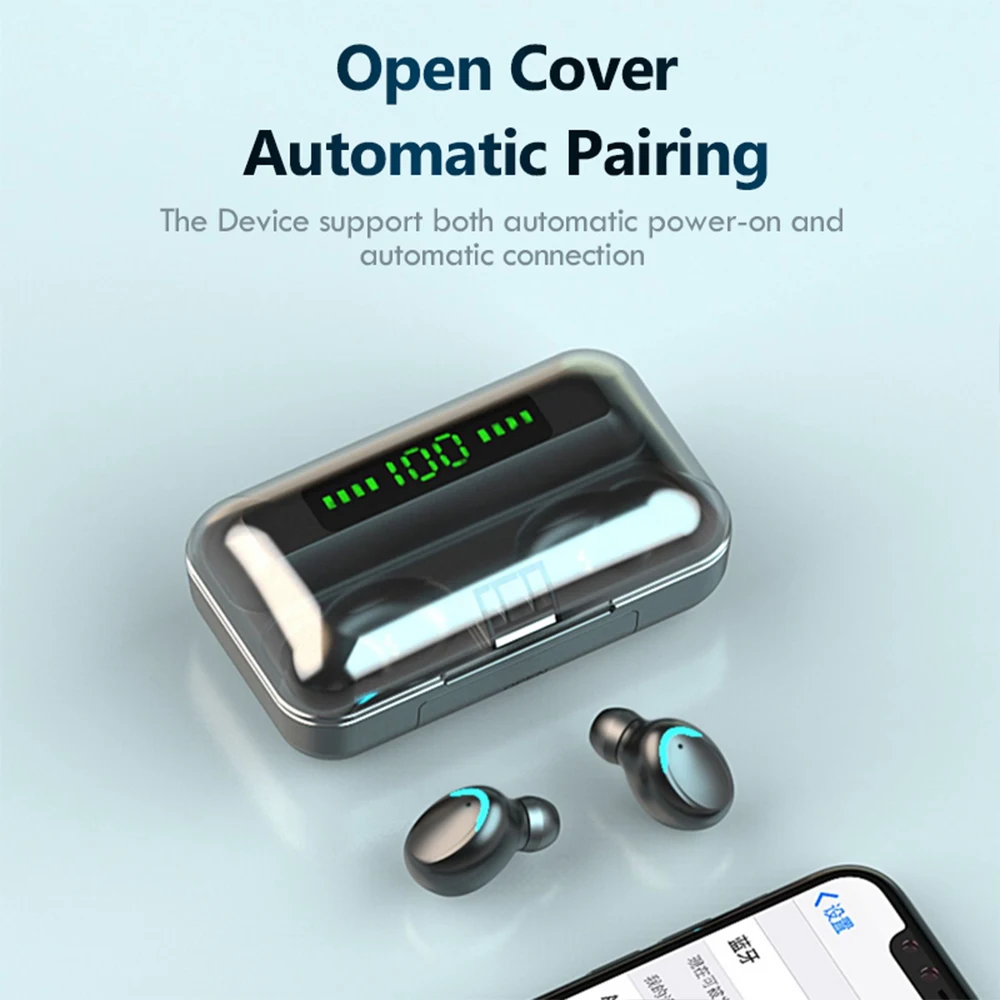 TWS F9 Mini Earphone V5.0 Wireless Headset Stereo  Sport Waterproof bluetooth headphones EarphonesTouch Control Noise Cancelling