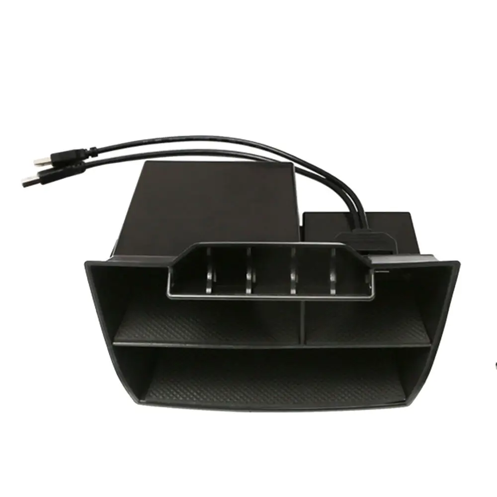 1 шт. коробка для хранения управления Dual USB для Honda Civic~ ABS внутренняя консоль центральный ящик для хранения с USB - Название цвета: Черный