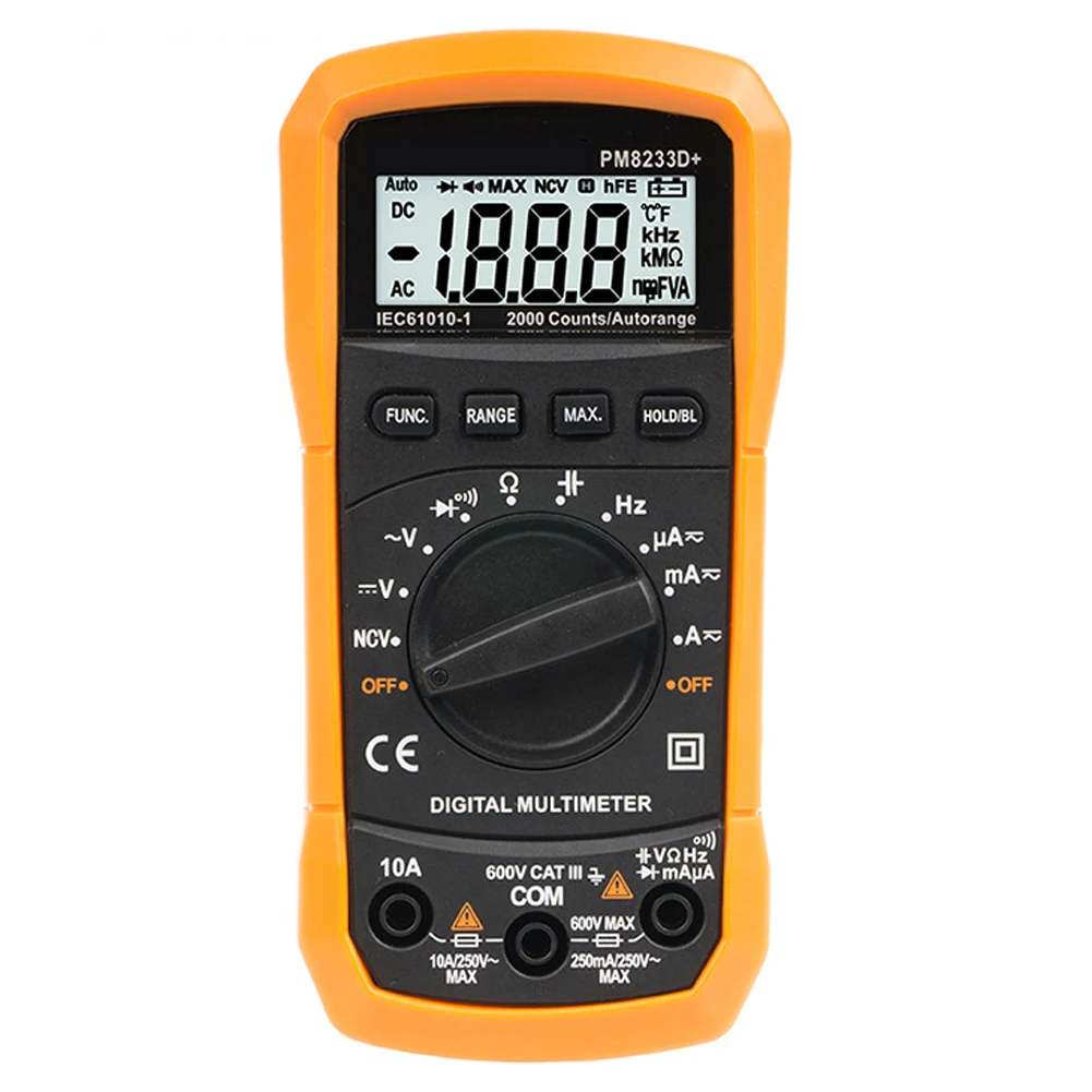 

Auto-Ranging Digital Multimeter Home Measuring Tools with LCD PM8233D NCV Capacitor 2000 Count Switchable Auto Range