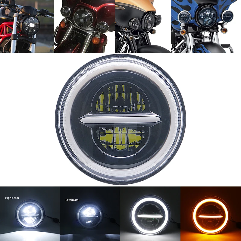 7&quot Motorcycle LED Light Bulb Headlight For Harley Street Glide Softail FLHX F Touring Trike Cafe Racer Chopper Honda | Автомобили и