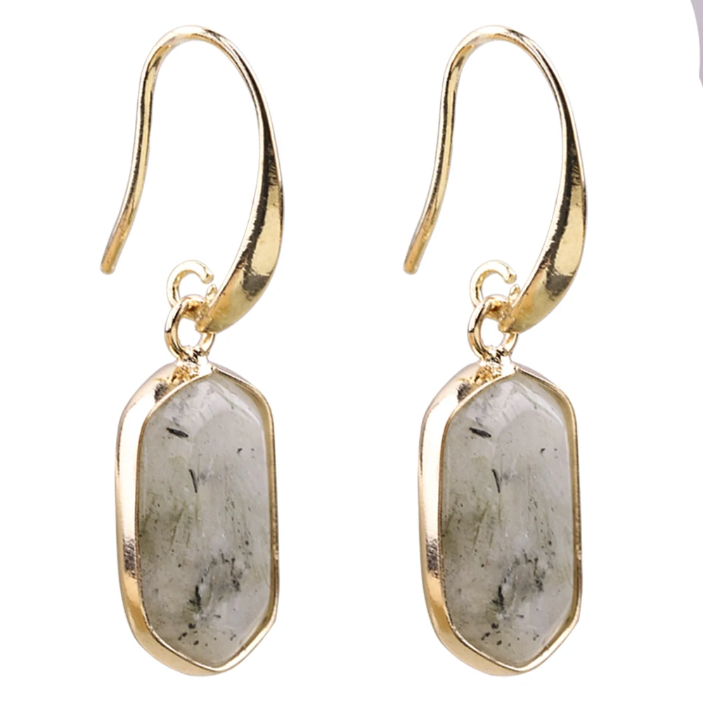 Spectrolite Flash Stone Copper Pendant Dangle Chandelier Earrings