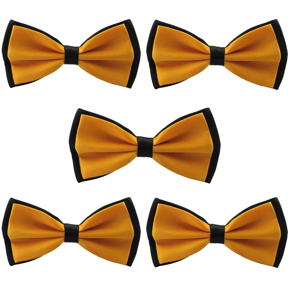 Gold Yellow-5 PCS 5 пачек мужской галстук-бабочка атласный деловой Свадебный регулируемый галстук-бабочка - Цвет: Gold Yellow-5 PCS