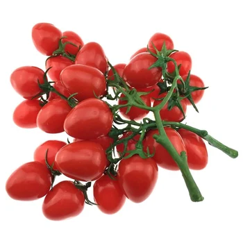 

Artificial Fake Red Vine Tomato Bunch 19cm Simulation Fruit Vegetable 19cmx12cm Life-like 2 Green Stems W/ Small Cherry Tomatoes