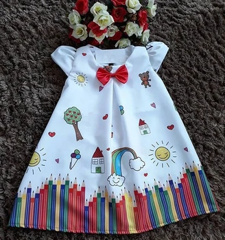 

Cute Baby Kids Girl Dress Summer Clothes Cartoon Print Fly Sleeve Princess Tutu Dresses Toddler Baby Xmas Party Outfits 0-5Y