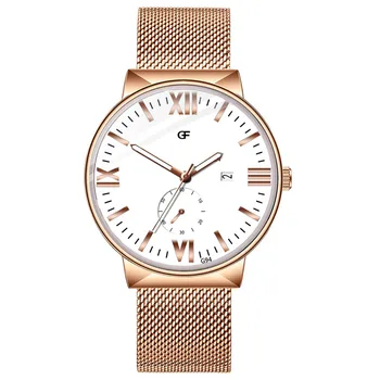 

Rose Gold Business Women Men Watch High-End Simple Calendar Men's Casual Quartz Stainless Steel Watches relojes hombre 2019