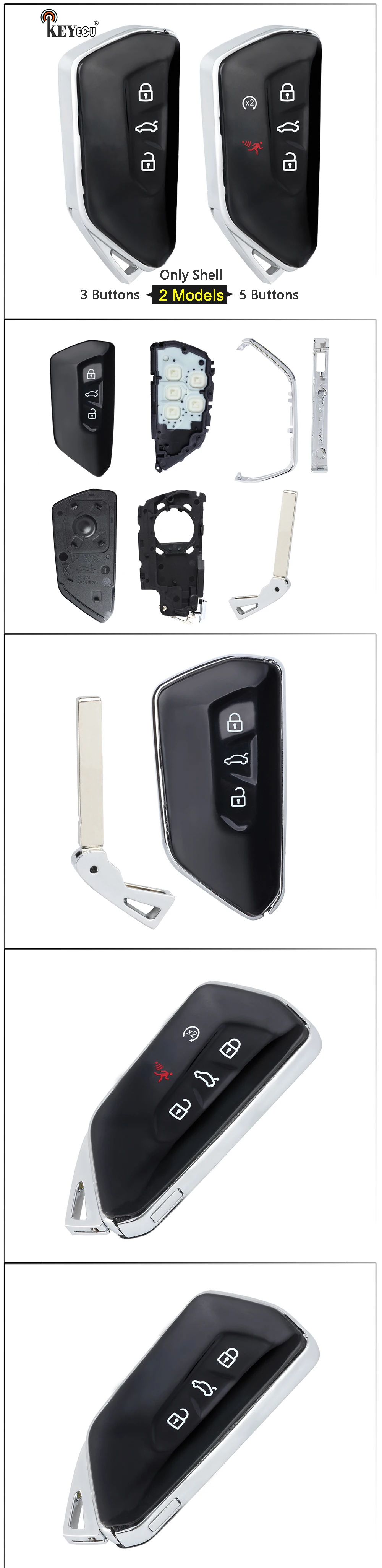 Keyforkess per Volkswagen VW Golf MK8 ID3 ID4 Polo Tiguan Skoda Superb Octavia SEAT Leon Ibiza MQB Smart Remtoe Key Shell Case - Hec2651d7ff1d462b893bb61efa652f6aN