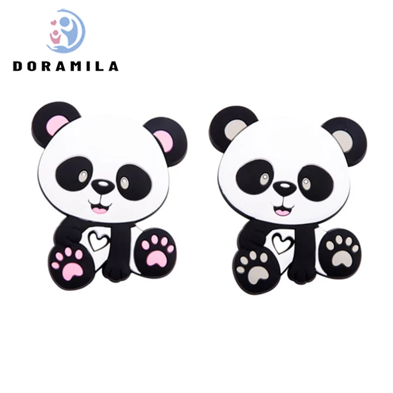 

5pcs Silicone Cartoon Panda Shape Silicone Teething Beads Rodents Baby Teether DIY Teething Toys Pacifier Accessories Gifts