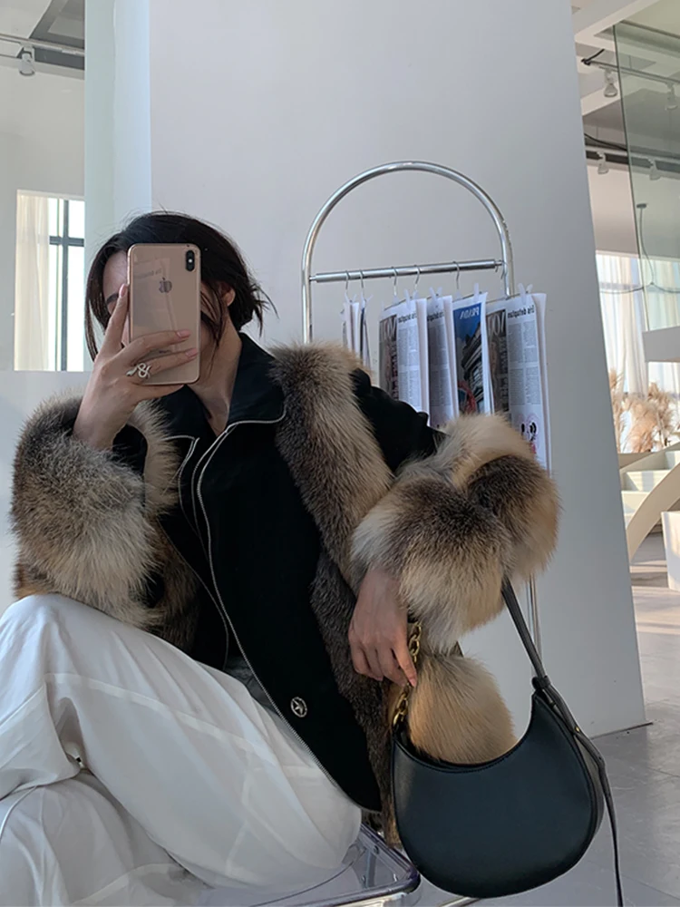 2020 New Golden Island Fox Fur Jackets Stitching